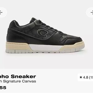 Coach Black Leather Low-Top Sneaker with Cream Sole